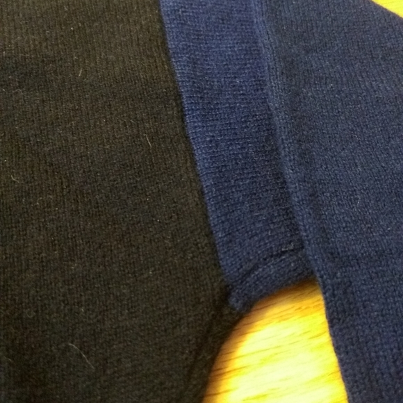 Vince Colorblock Sweater High Low WOOL CASHMERE Navy Blue Crew Neck Oversized S - Picture 8 of 11